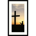 Praying At The Cross At Sunset By Sancoins France Wood Framed Wall Art Print