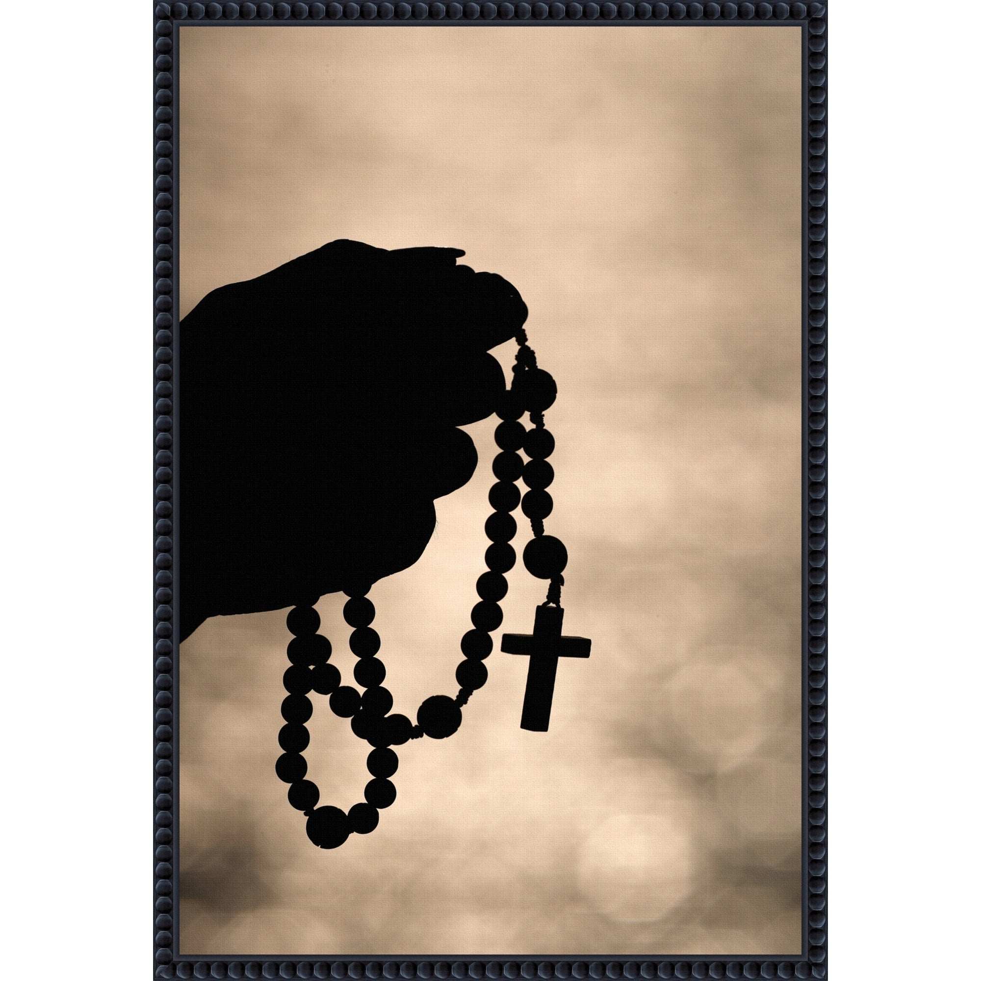Praying The Rosary At Sunset Framed Canvas Wall Art Print