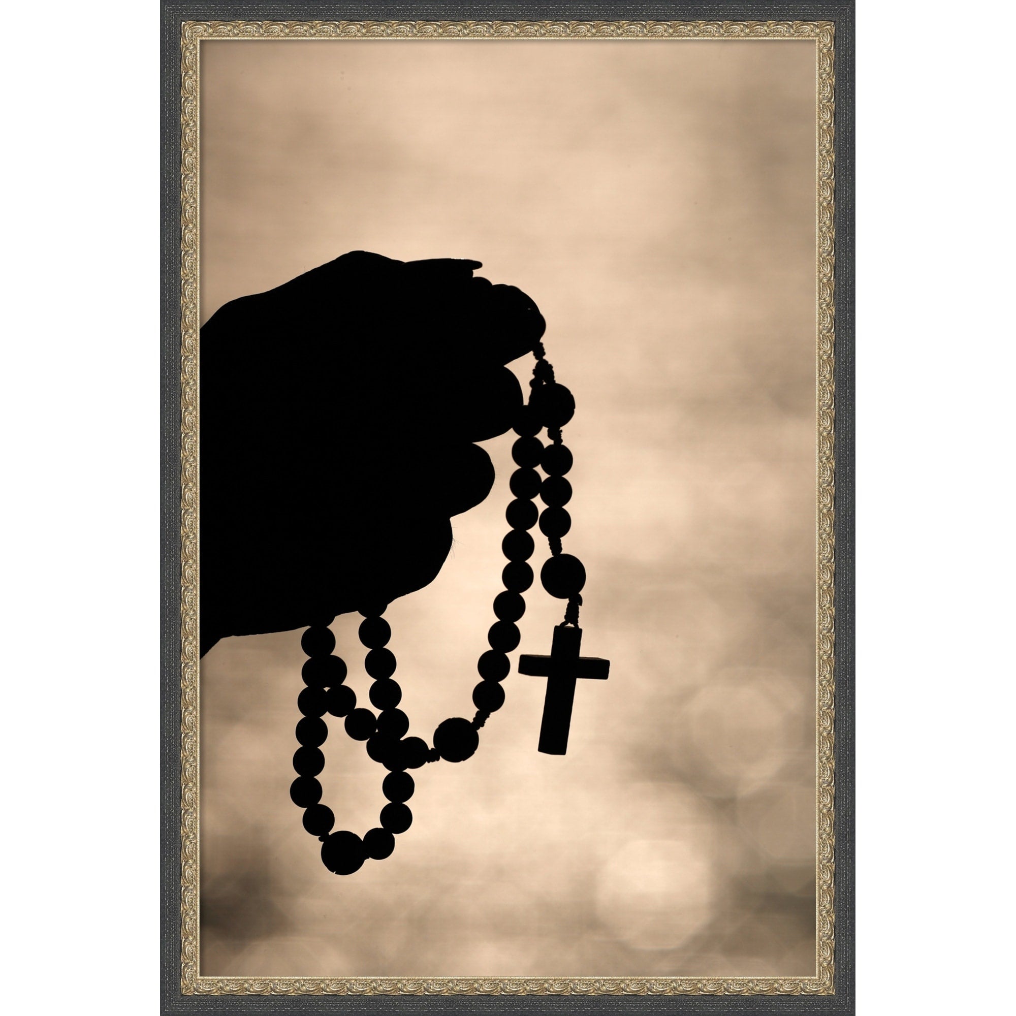 Praying The Rosary At Sunset Framed Mounted Canvas Wall Art Print