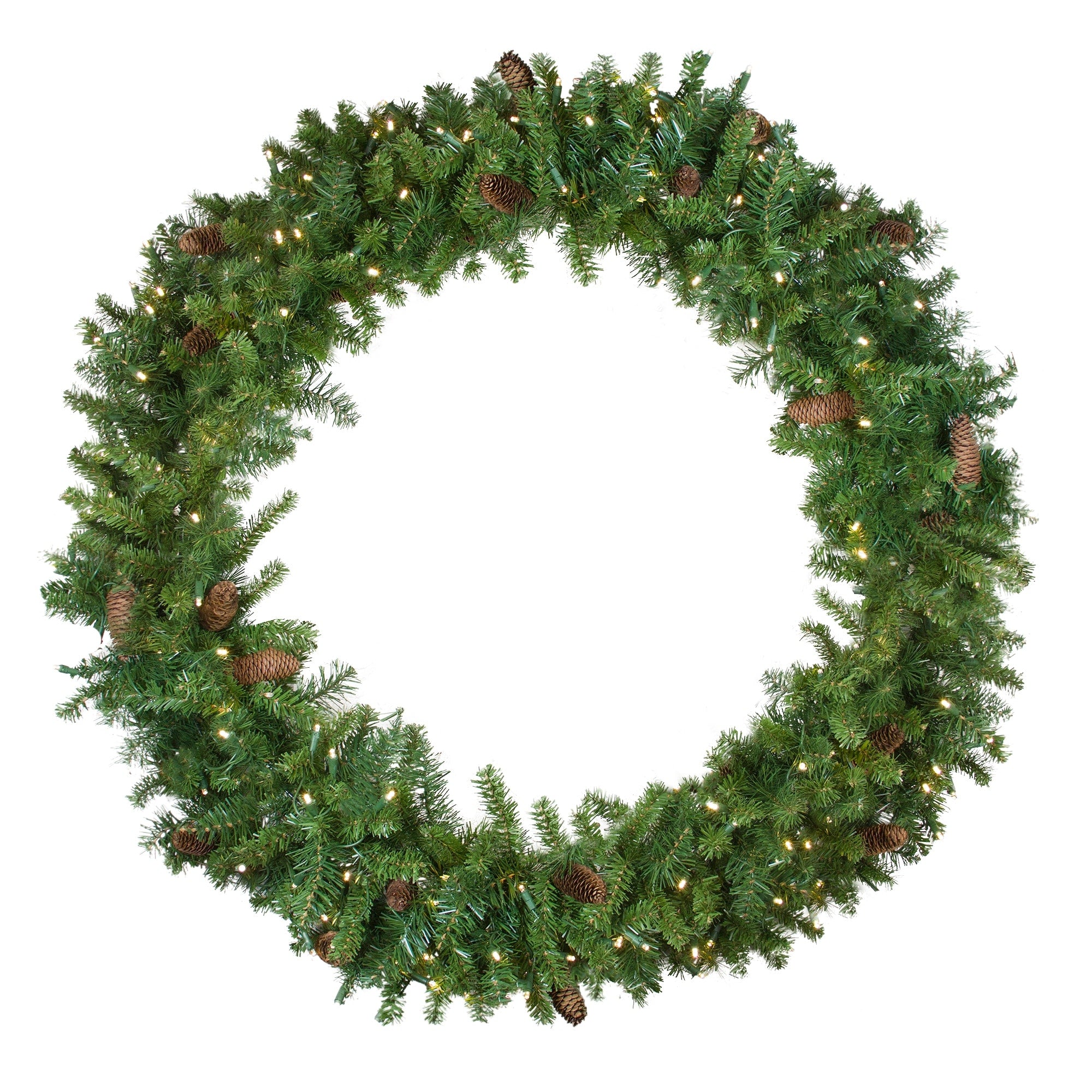 Pre Lit Dakota Red Pine Artificial Christmas Wreath 48 Inch Warm White Led Lights