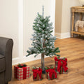 3 Pre Lit Flocked Alpine Artificial Christmas Tree Clear Lights 3 Foot