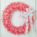 Pre Lit Flocked Pink Artificial Christmas Wreath 36 Inch Clear Lights