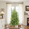 Pre Lit Green Full Artificial Cedar Christmas Tree With Metal Stand