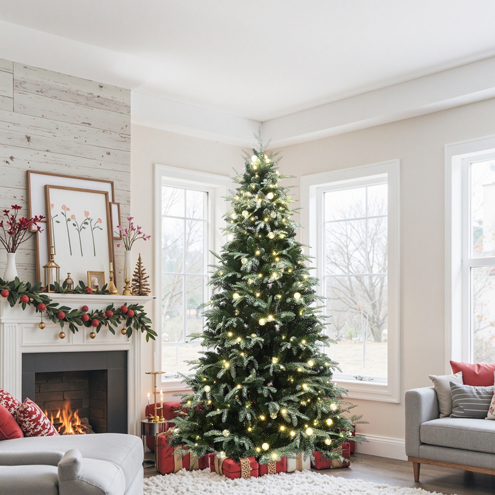 Pre Lit Green Full Artificial Christmas Tree With Mixed Warm Lights