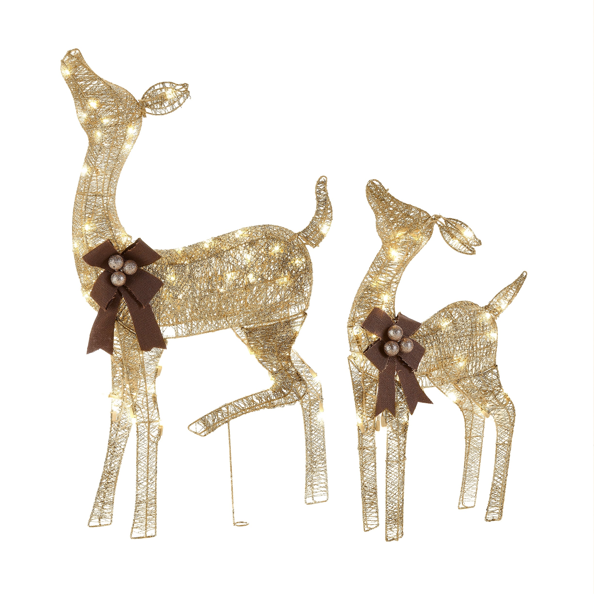 National Tree Company 38 And 28 Crystal Splendor Champagne Fawn And Doe Decoration With Clear Lights