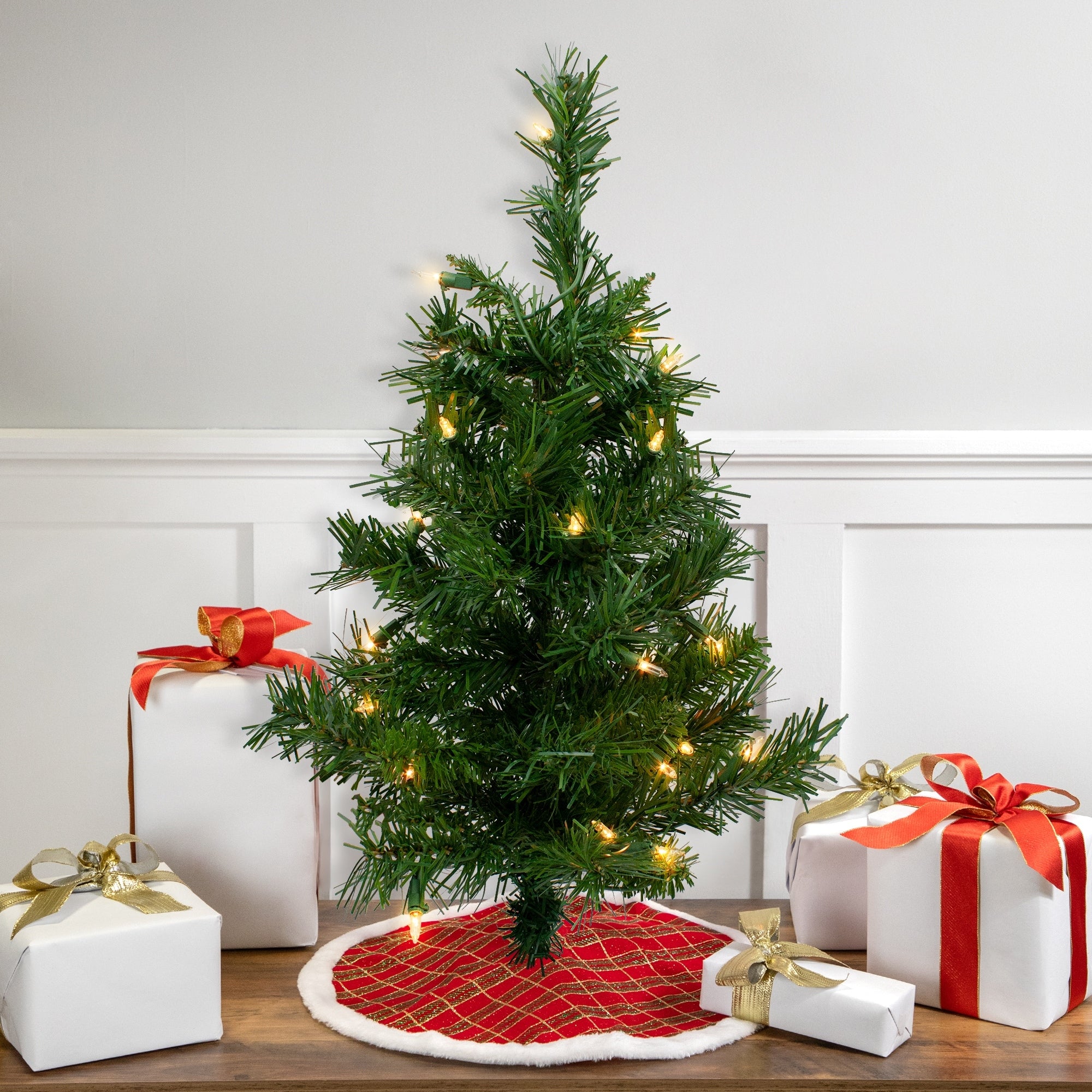 2 X 14 Pre Lit Royal Pine Medium Artificial Christmas Tree Clear Lights