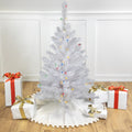 3 Pre Lit Snow White Artificial Christmas Tree Multi Lights