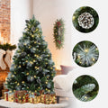 Pre Lit Mixed Green White Artificial Christmas Tree With Pinecones