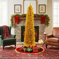 6 X 20 Pre Lit Gold Artificial Tinsel Pencil Christmas Tree Clear Lights