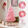 Pre Lit Pink Blossom Artificial Tree W Fiber Optic Lights Pinecone Lights