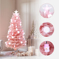 Pre Lit Pink Blossom Artificial Tree With Fiber Optic Lights Snowman Ornaments