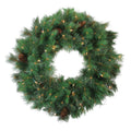 Pre Lit Royal Oregon Pine Artificial Christmas Wreath 24 Inch Clear Lights