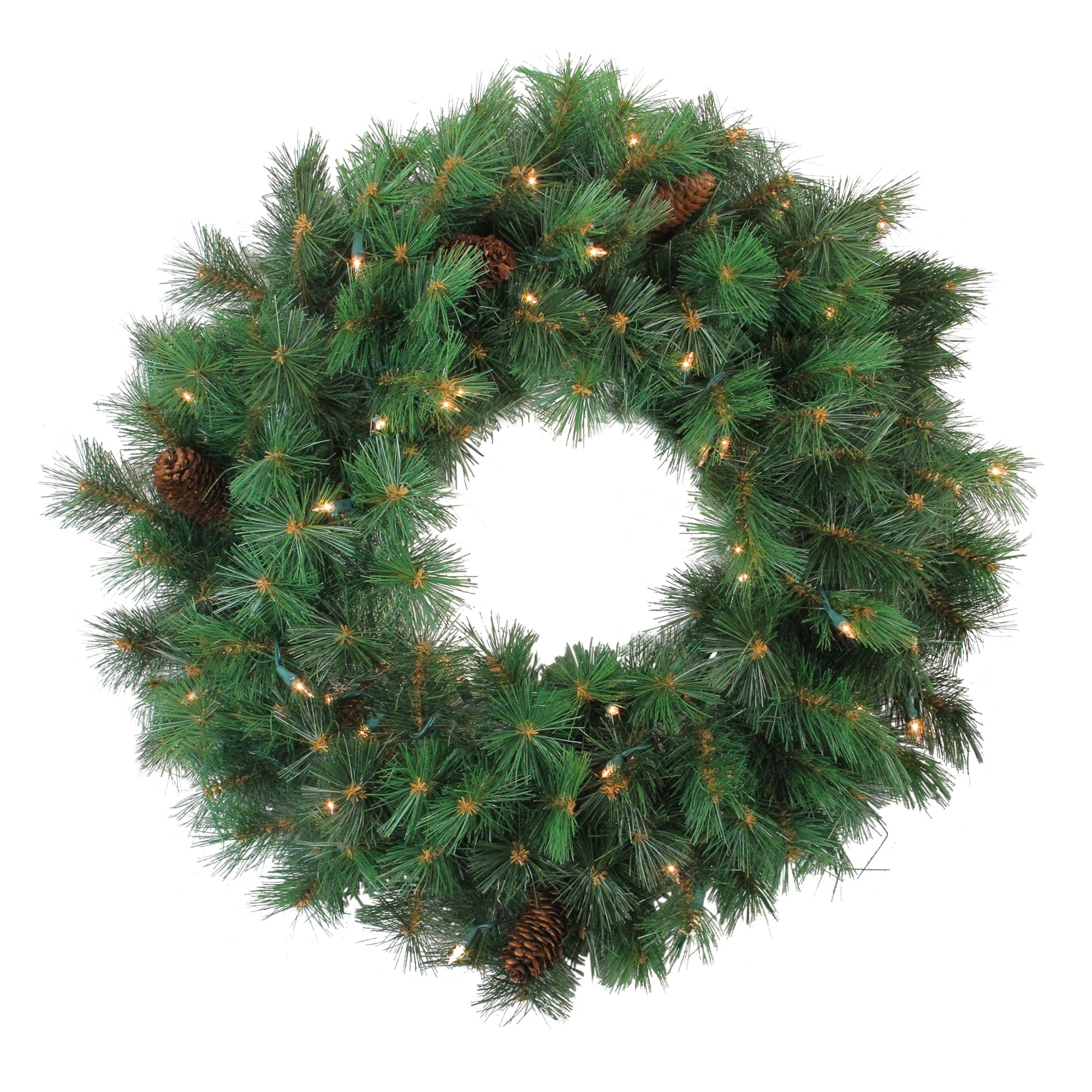 Pre Lit Royal Oregon Pine Artificial Christmas Wreath 24 Inch Clear Lights