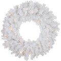 Pre Lit Snow White Artificial Christmas Wreath 24 Inch Clear Lights