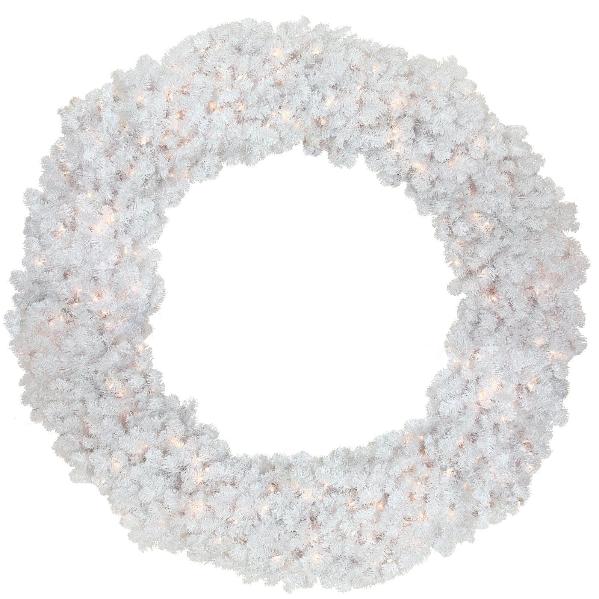 72 Huge Pre Lit White Canadian Pine Artificial Christmas Wreath Clear Lights