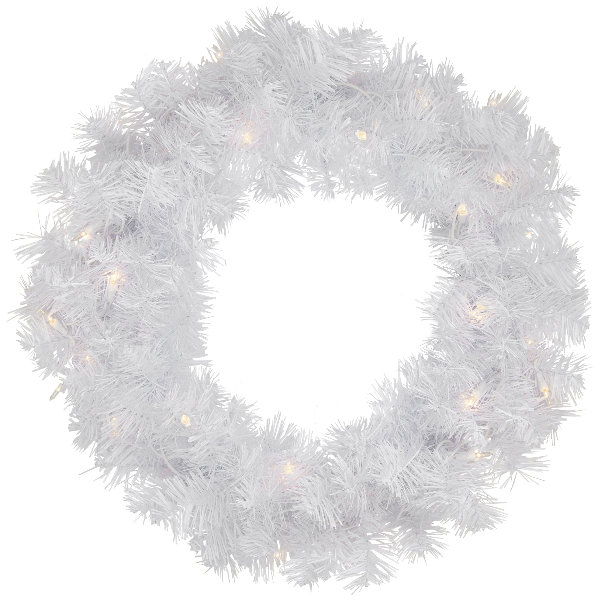24 Pre Lit White Iridescent Mixed Pine Artificial Christmas Wreath Clear Lights