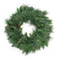 Pre Lit White Valley Pine Artificial Christmas Wreath 24 Inch Clear Lights