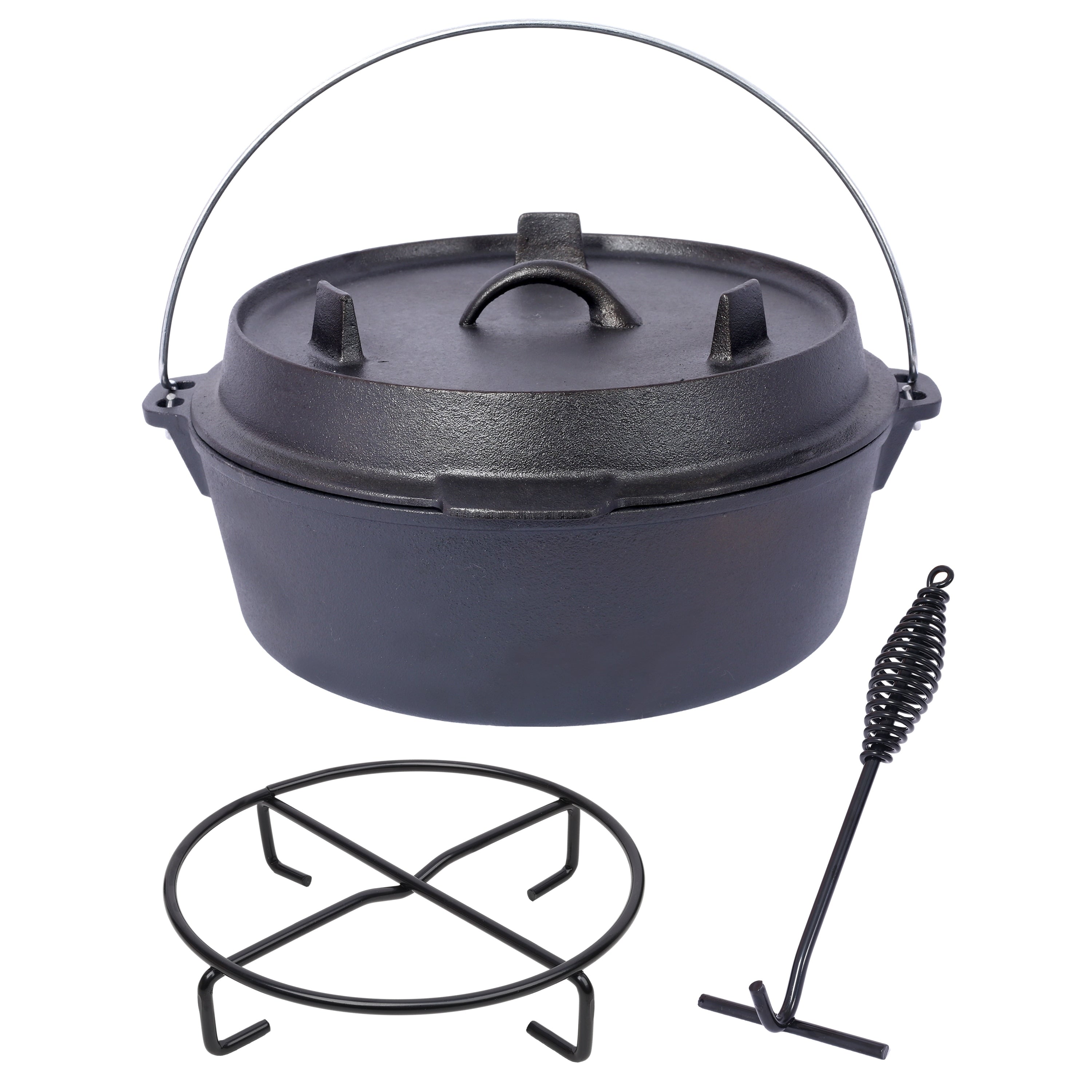 Pre Seasoned 4.5 Qt Cast Iron Camping Dutch Oven