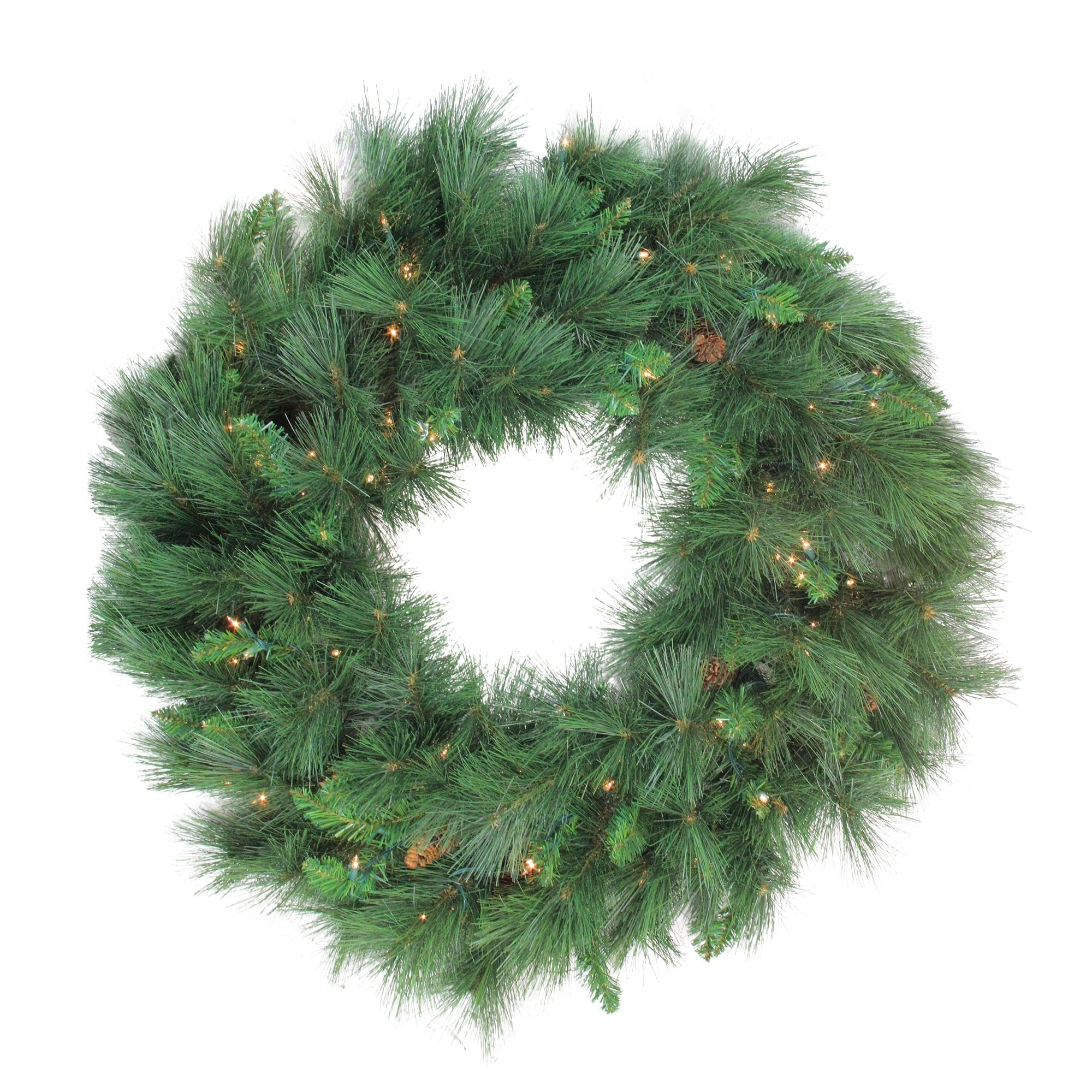 Pre Lit White Valley Pine Artificial Christmas Wreath 48 Inch Clear Lights