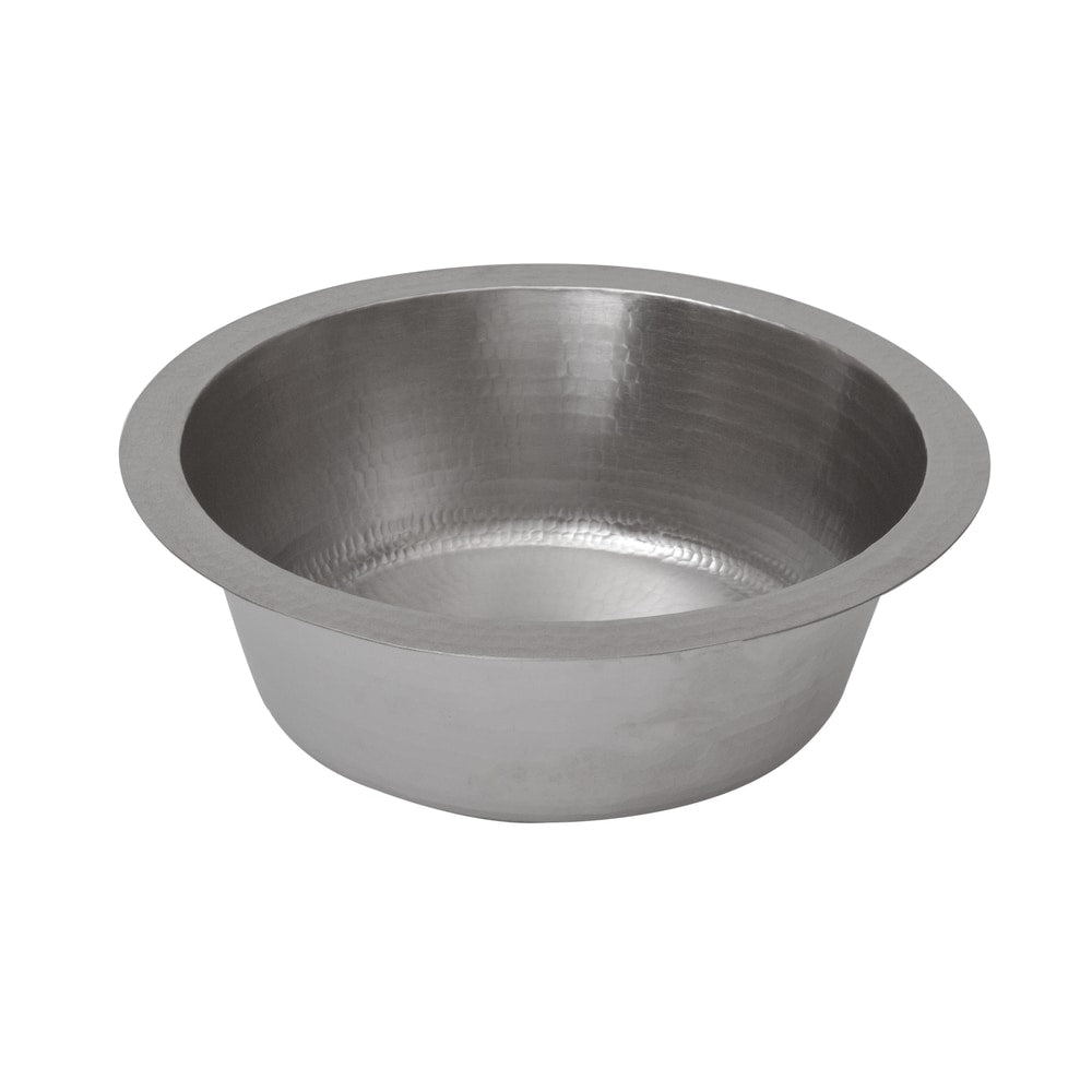 Premier Copper Products 14 Inch Round Hammered Copper Prep Sink In Electroless Nickel