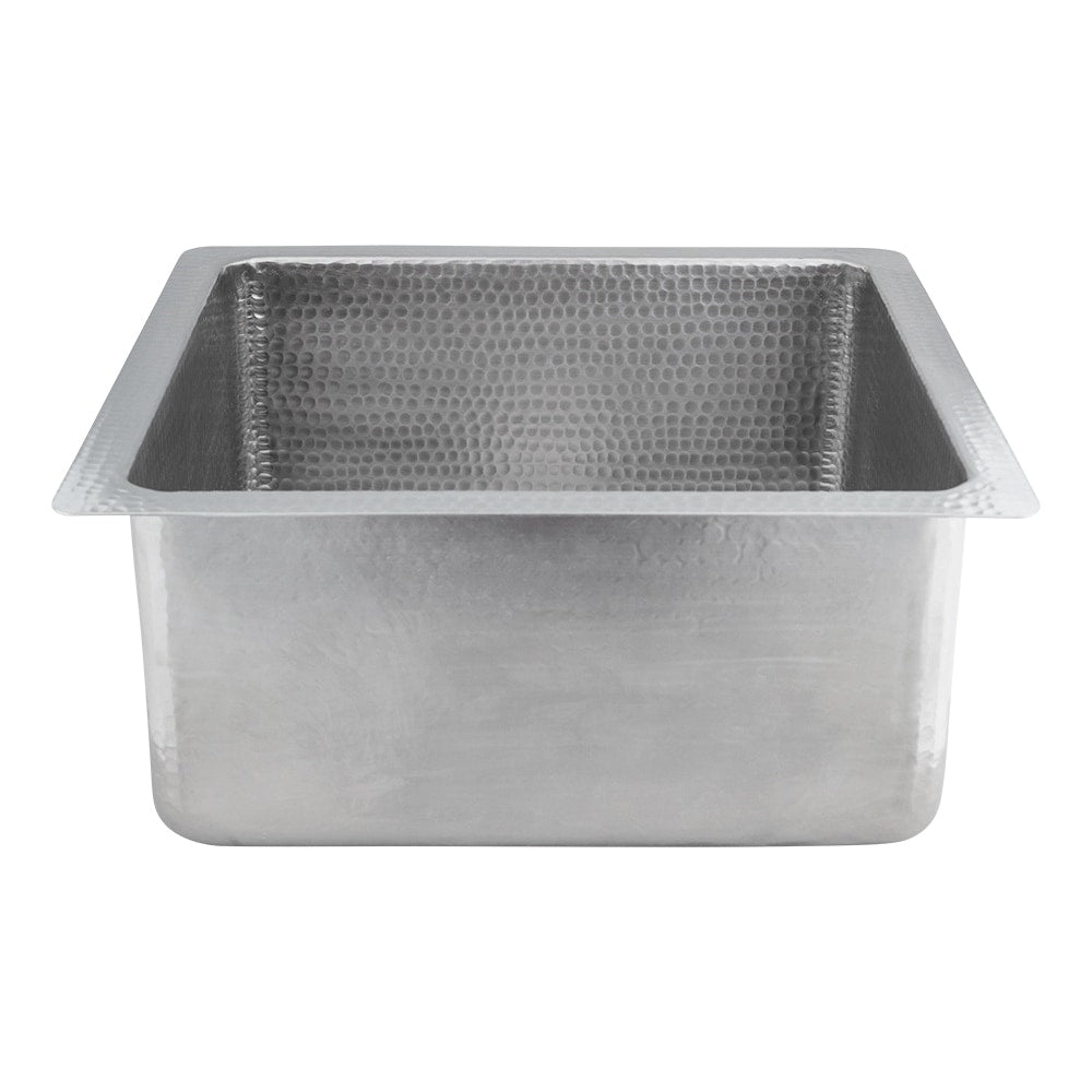 16 Inch Square Copper Bar Prep Sink In Nickel W 3.5 Drain Opening