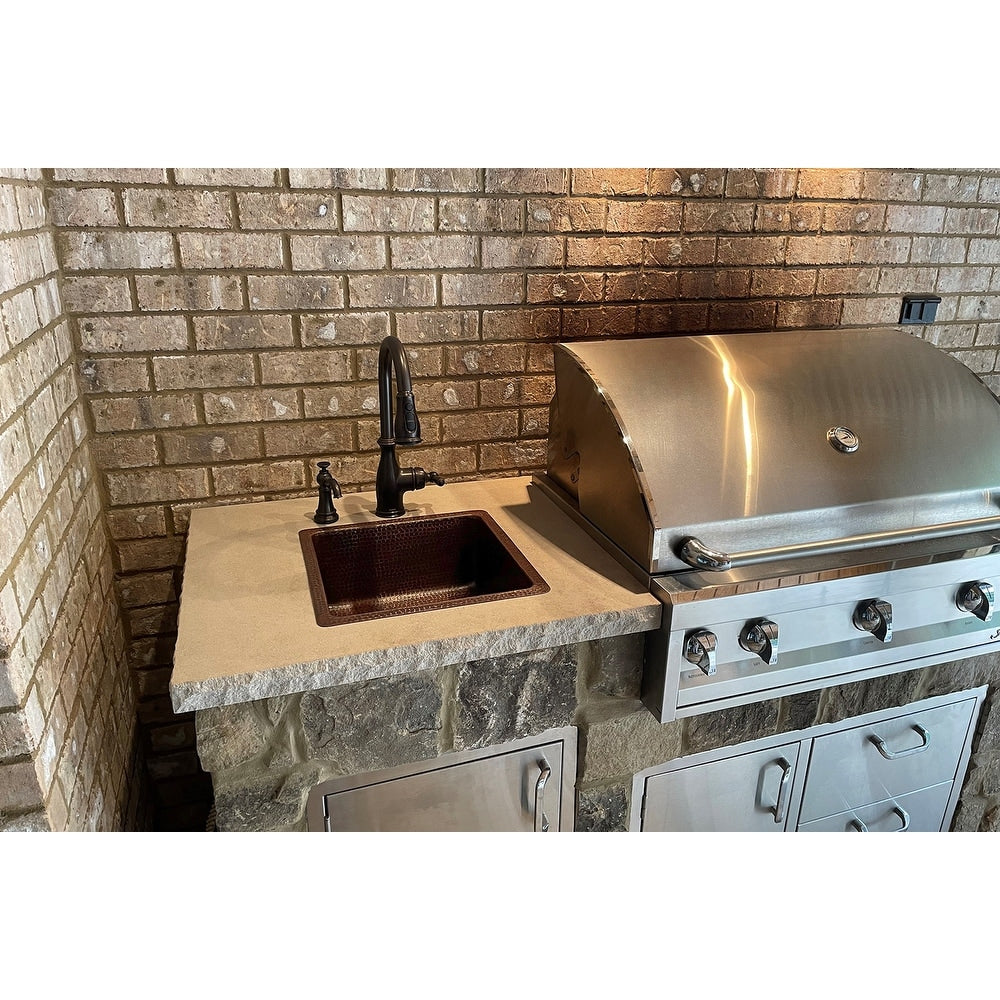 Premier Copper Products Bs16Db3 16 Square Hammered Bar Prep Sink