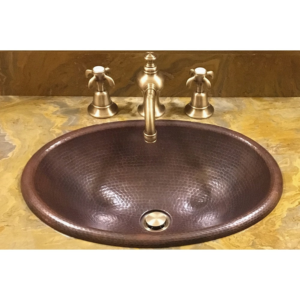 Premier Copper Products Small Oval Self Rimming Hammered Copper Sink