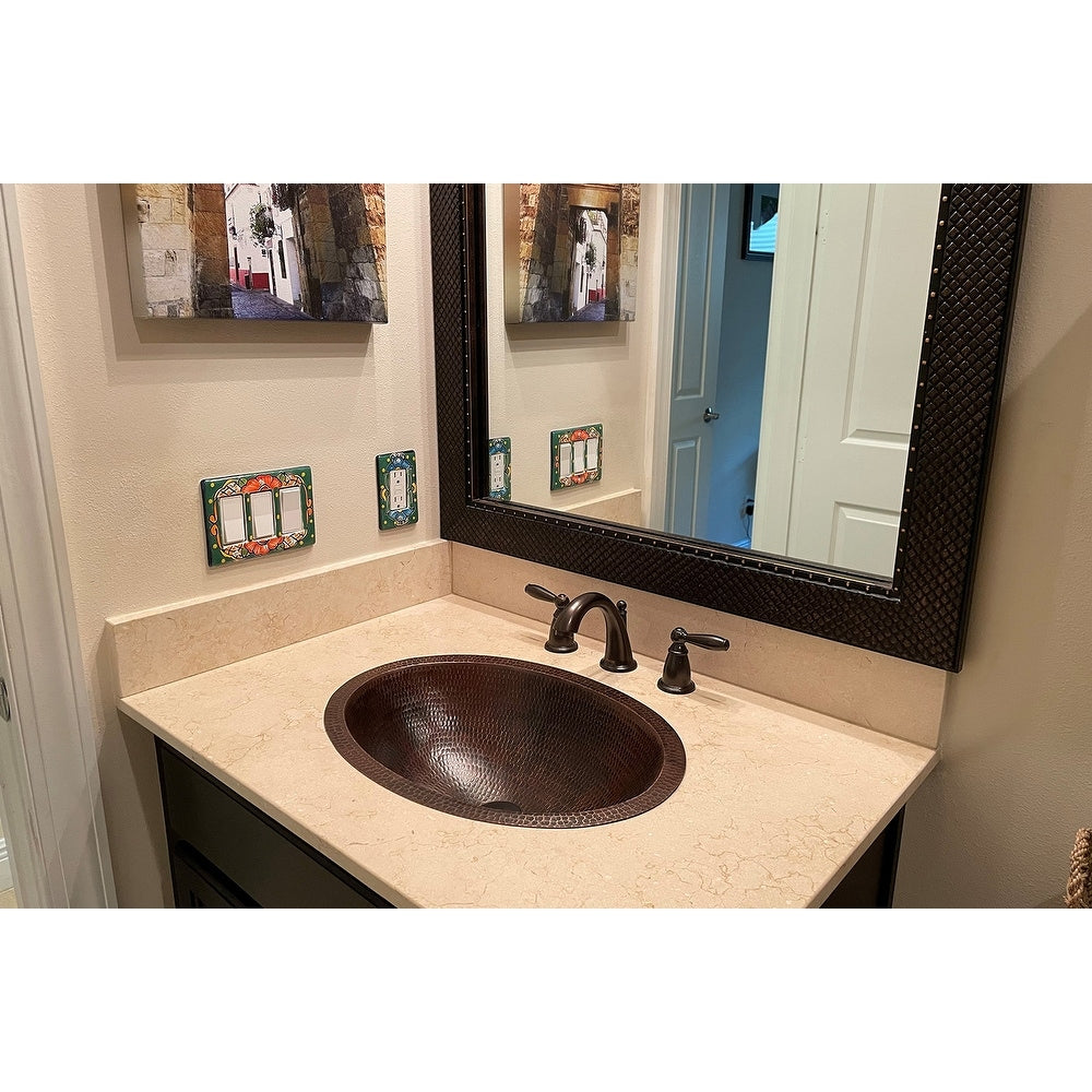 Premier Copper Products Master Bath Oval Under Counter Hammered Copper Bathroom Sink