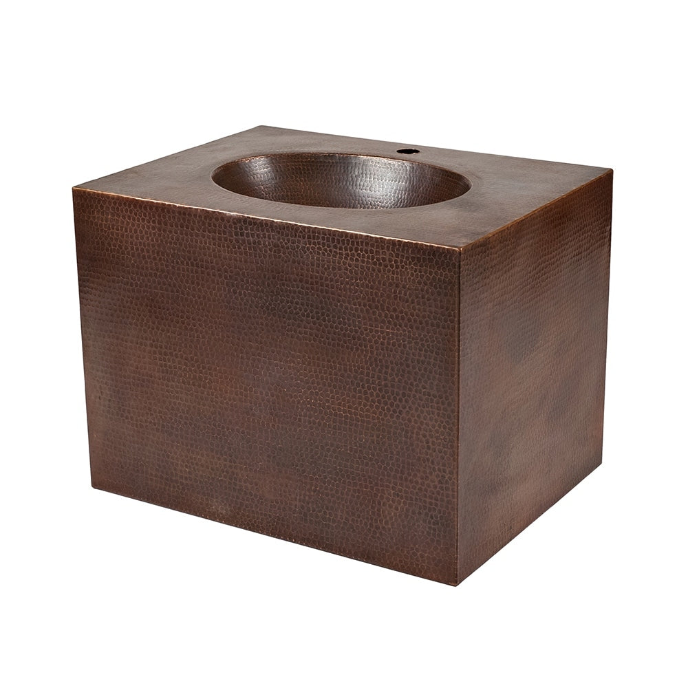 Premier Copper Products 24 Inch Hand Hammered Copper Wall Mount Vanity With Single Faucet Hole