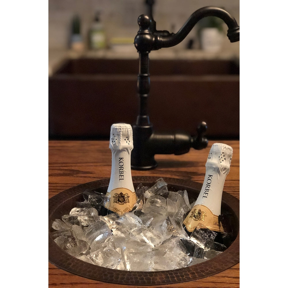 Premier Copper Products Round Champagne Oil Rubbed Bronze Copper Drop In Bar Sink