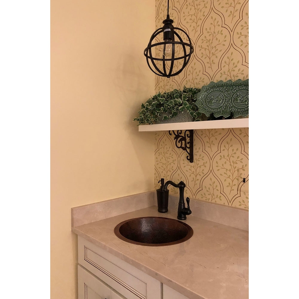 Premier Copper Products Round 16 In Hammered Copper Bar Sink