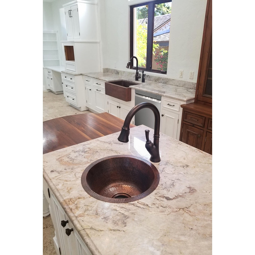 Premier Copper Products Round 16 In Hammered Copper Prep Sink