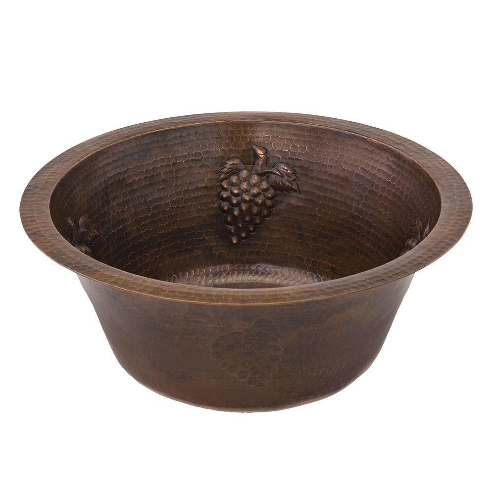Premier Copper Products 16 Inch Round Copper Bar Sink With Grapes