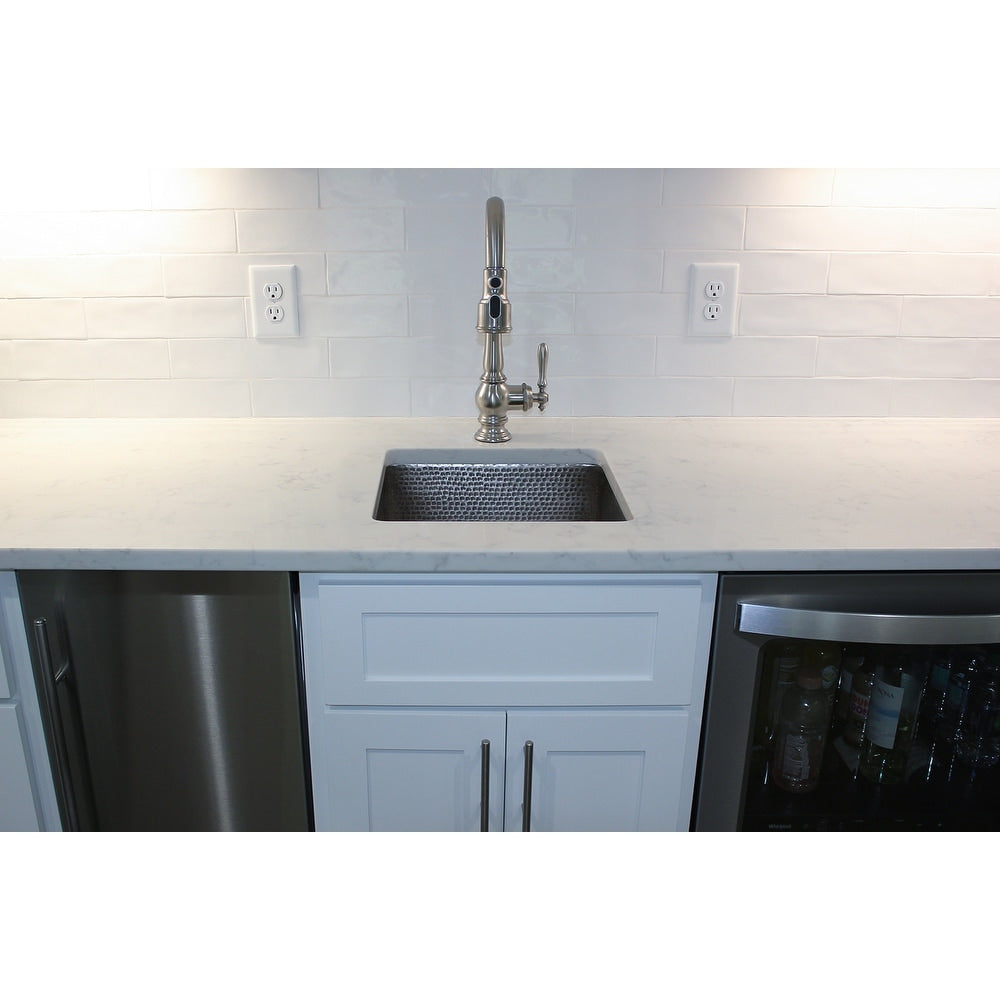 Premier Copper Products 20 Inch Rectangle Copper Kitchen Bar Prep Single Basin Sink In Nickel
