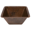 Premier Copper Products Square Hammered Copper Bar Prep Sink With 3.5 Inch Drain
