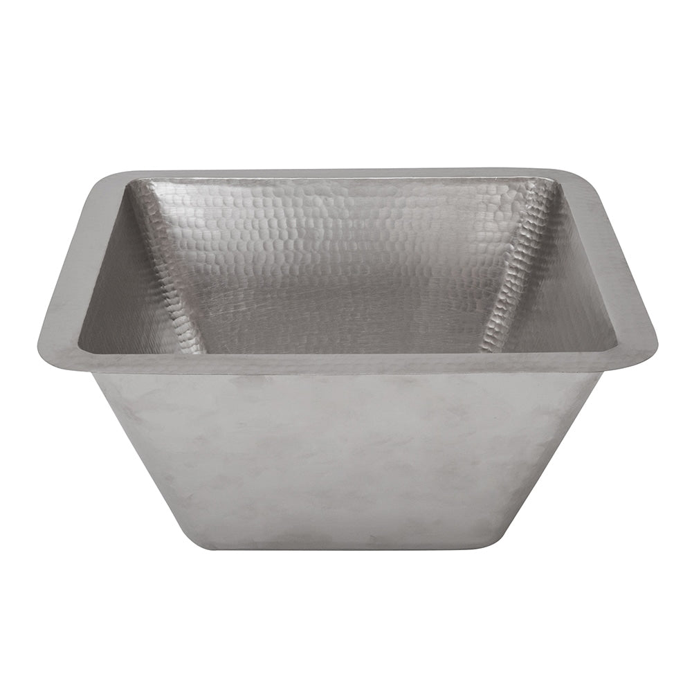 Premier Copper Products 15 Inch Square Hammered Copper Bar Prep Sink In Electroless Nickel
