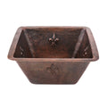 Premier Copper Products Square 15 In Fleur De Lis Copper Bar Prep Sink