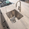Premier Copper Products 17 Inch Large Square Hammered Copper Bar Prep Sink In Electroless Nickel
