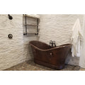 Premier Copper Products 72 Inch Hammered Copper Double Slipper Bathtub With Rings