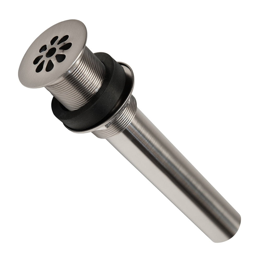Premier Copper Products 1.5 Inch Non Overflow Grid Bathroom Sink Drain Brushed Nickel Silver