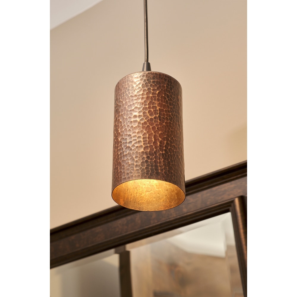 Hand Hammered Copper 4 In Round Cylinder Pendant Light Shade