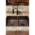 Premier Copper Products Hammered Copper 33 Inch 50 50 Double Basin Kitchen Sink