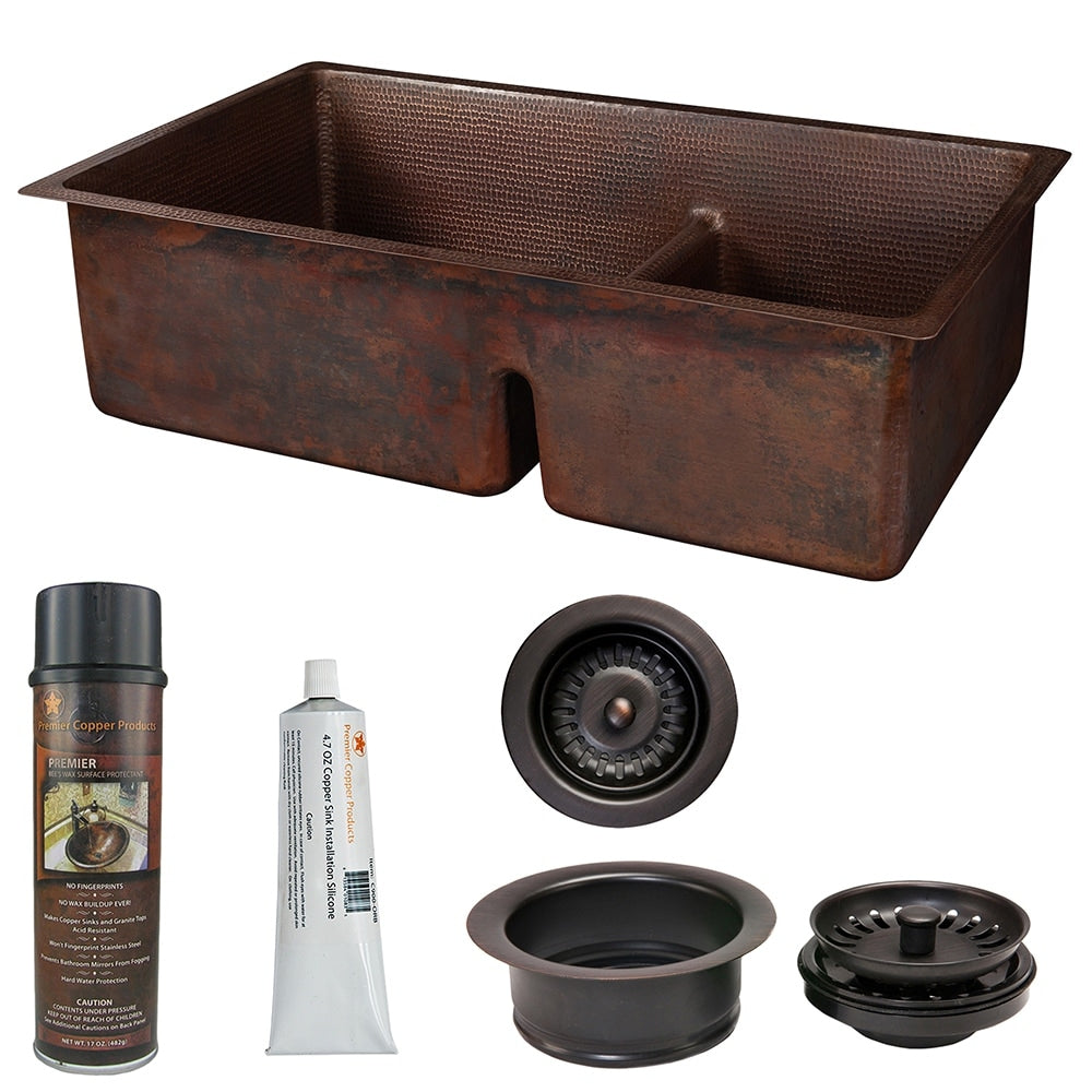 Premier Copper Products Ksp3_K60Db33229 Sd5 Copper Kitchen Sink And Drain Package