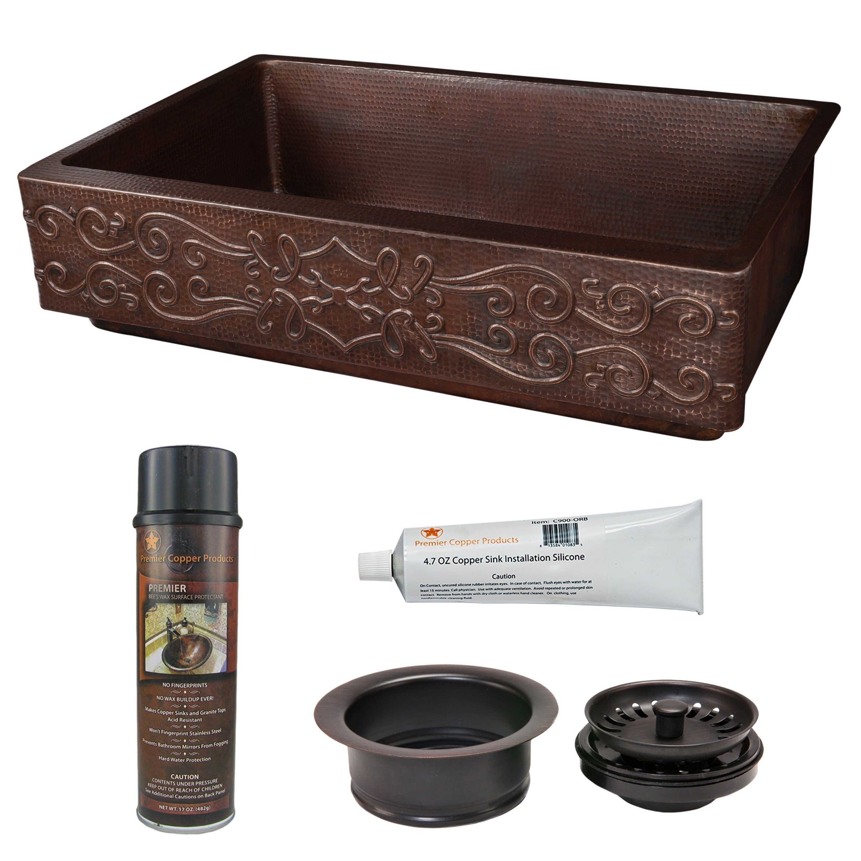 Premier Copper Products Retrofit Copper Kitchen Sink And Drain Package