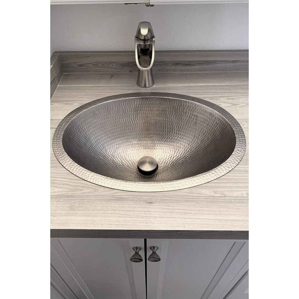 Premier Copper Products Oval Under Counter Hammered Copper Bathroom Sink