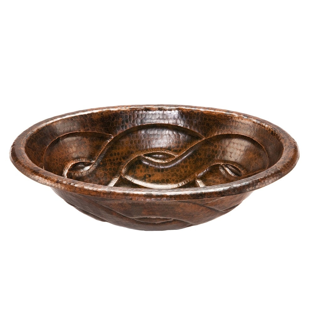 Premier Copper Products Oval Braid Self Rimming Hammered Copper Sink