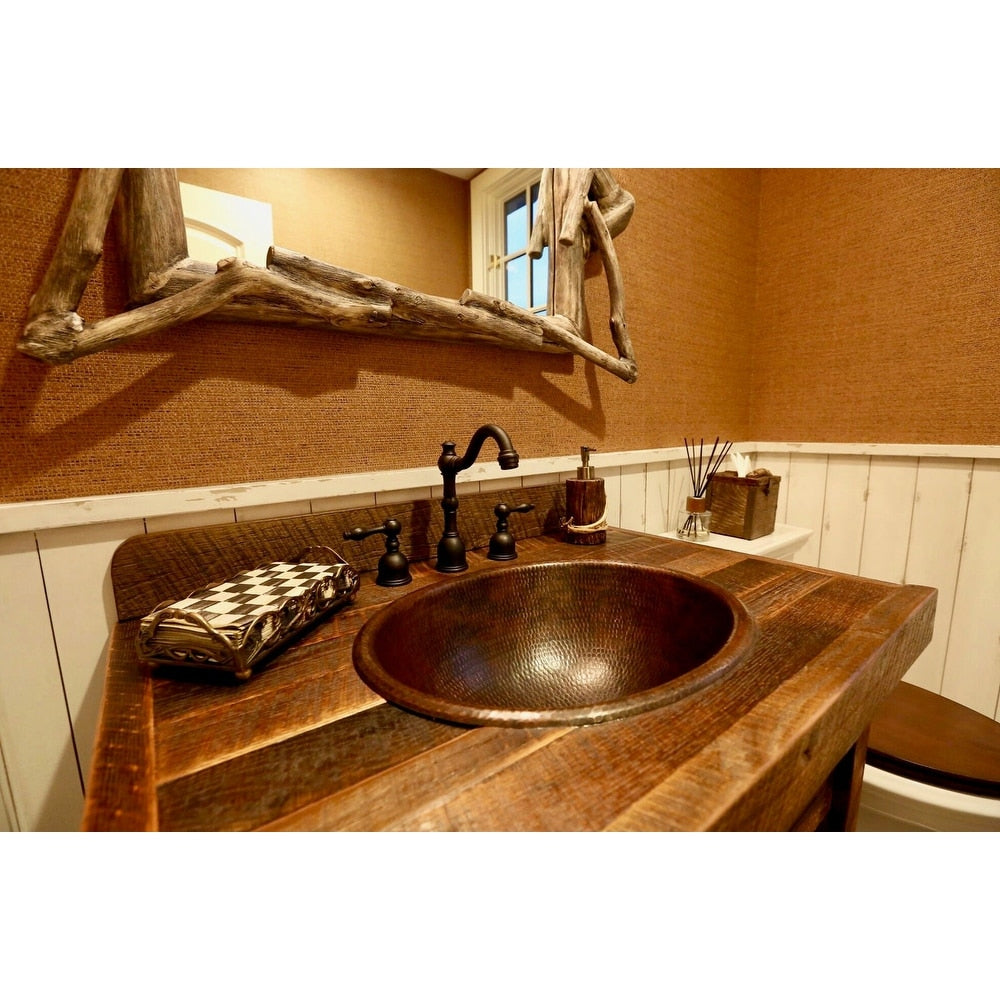 Premier Copper Products Master Bath Oval Self Rimming Hammered Copper Bathroom Sink
