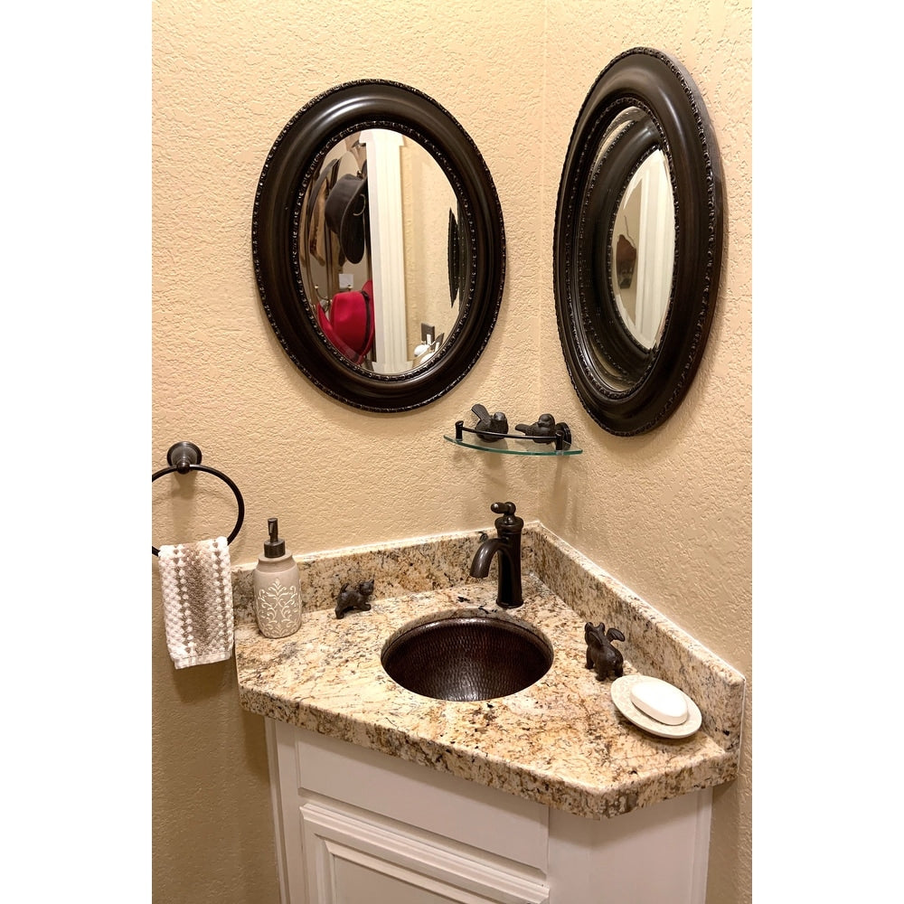 Premier Copper Products Small Round Self Rimming Hammered Copper Bathroom Sink