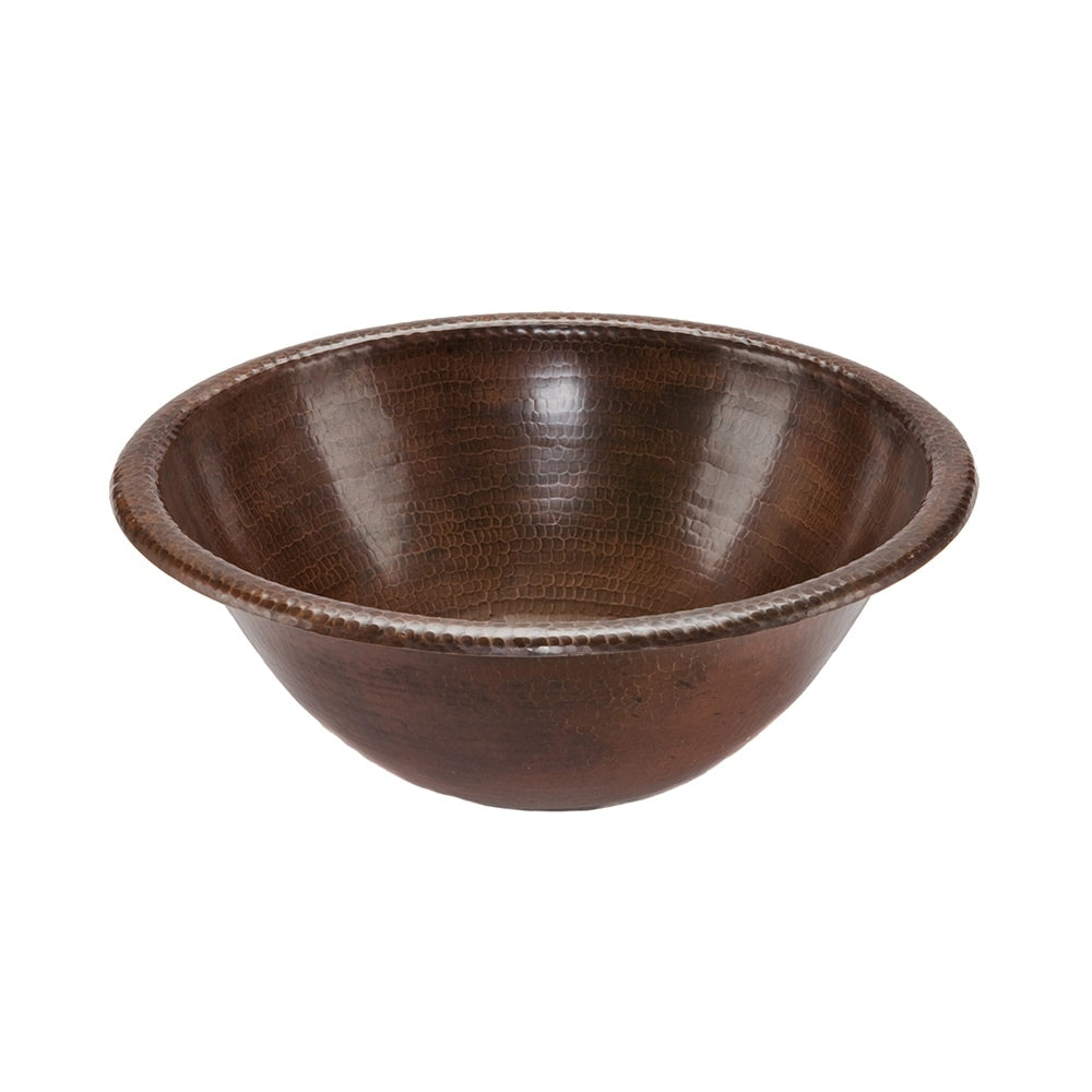 Premier Copper Products Round Self Rimming Hammered Copper Sink