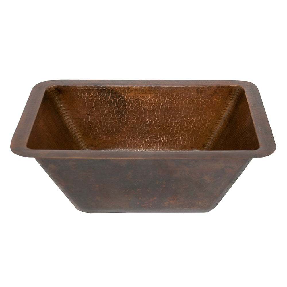 Premier Copper Products Rectangle Hammered Copper Bathroom Sink
